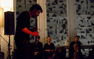 <i>ALPINA HUUS.</i> (2015). Performance. Schinkel Pavilion, Berlin. Photo by Jason Harrell.