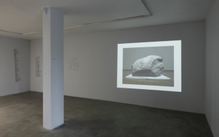 <i>An Archive of Stones, to be periodically activated, speculated upon, damaged and finally gilded with fiction</i> (2015) Photo by Ansis Starks. Exhibition view. Courtesy kim ?.