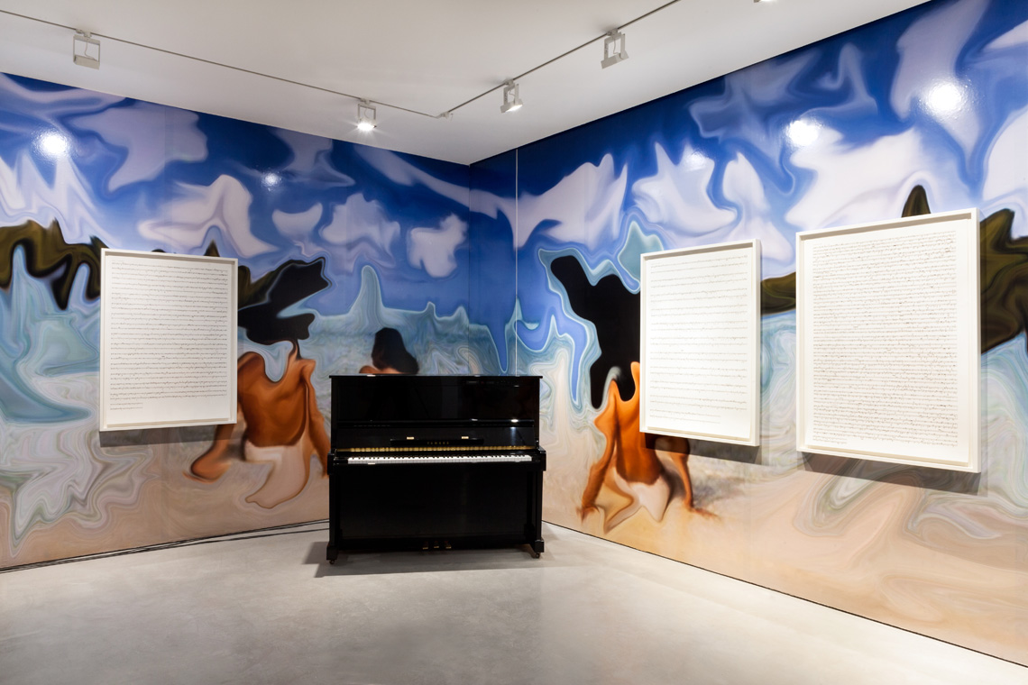 Constant Dullaart, piano and prints, installation view, room 3, 2014