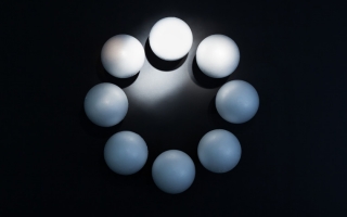 Constant Dullaart, 'Youtube as a Sculpture', styrofoam spheres, spot lights, 2009, diameter 78 cm