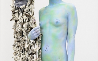 Donna Huanca, 'Water scars' (2015). exhibition view. Photo by Gregory Copitet. Models, Giulia Munari & Lynn Suemitsu. Courtesy Valentin, Paris.