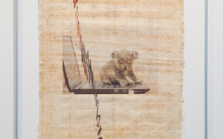 Katja Novitskova, \'Special Bond 011\' (2013). Digital print on papyrus and aluminum frame, 31.5 x 23.5 inches