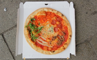 Jack Fisher, 'pizza' (2015) Install view. photo by paul barsch & simona lamparelli. Pizza Al Volo, Venice.