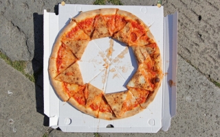 Sascha Hundorff, 'pizza' (2015) Install view. photo by paul barsch & simona lamparelli. Pizza Al Volo, Venice.