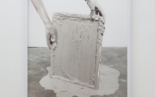 Rachel de Joode, <i>Human Hands Showing Clay Frame</i> (2015) Install view. Courtesy KANSAS, New York.