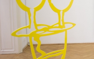 Razvan Boar, 'Untitled Yellow' (2015) Install view. Courtesy the gallery Nicodim.